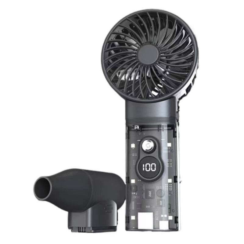 Black - Remote Control Fan 5000mAh Power Bank Adjustable Wind Speed LED Brightness Digital Display F