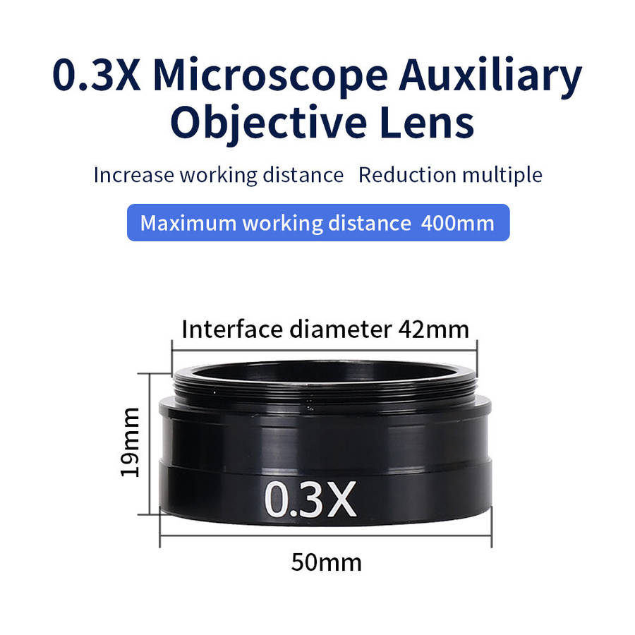 0.3X - HAYEAR Versatile 0.3X 0.5X 2X Barlow Lens Set for C-MOUNT Industrial Microscope 42mm Mounting