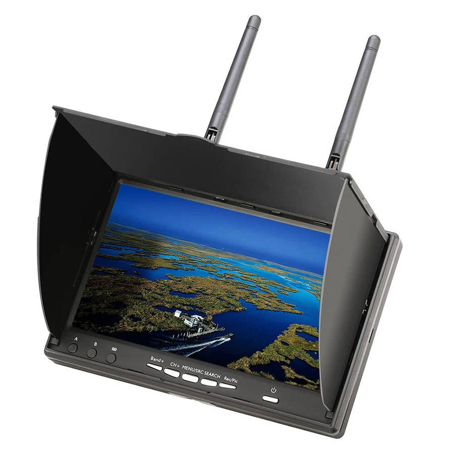 LST LT5802S 5.8G 40CH 800*480 7 Inch FPV Monitor Built in Dual Receiver Battery with Antennas for RC
