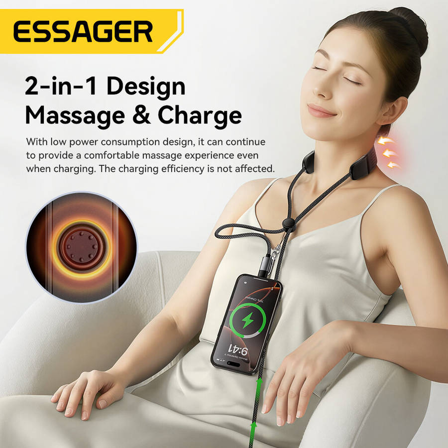 Black - ESSAGER ES-X72 5A 100W Type-C to Type-C Massager Cable PD3.0 QC4.0/3.0 FCP Fast Charging Dat