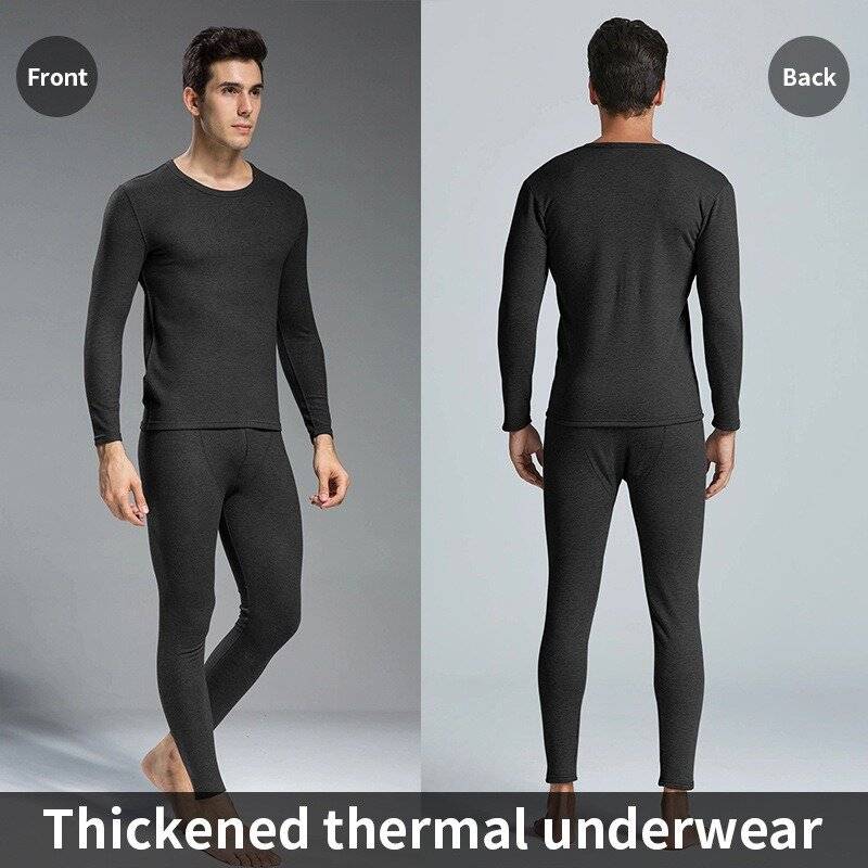 M - TENGOO 2Pcs Men Winter Thermal Wear, Thermal Underwear Set, Thermal Base Layer Set, Warmth Slim