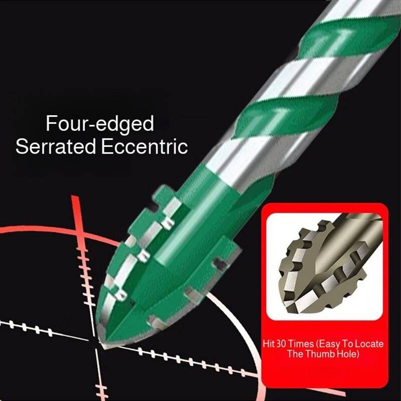 Green - Heavy Duty Multi-Material Drill Bit Alloy Steel Serrated Electric Drill Head for Ceramic Met
