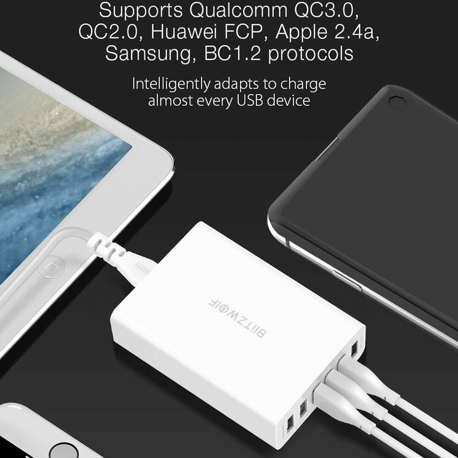 EU - BlitzWolf BW-S15 60W 6-Ports USB Charger Dual QC3.0 Desktop Charging Station Smart Charger EU P