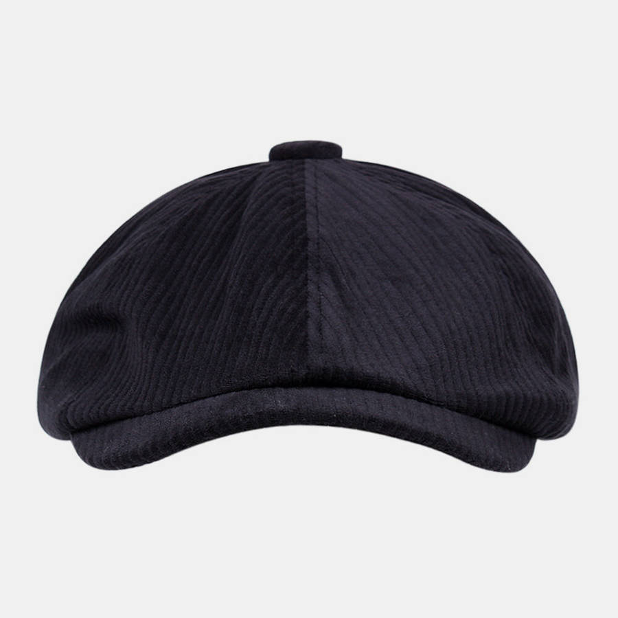 Men Newsboy Hats British Retro Plain Corduroy Short Brim Ivy Cap Octagonal Hat Painter Hat