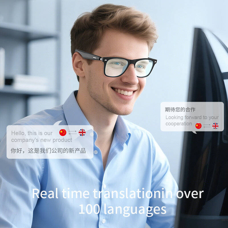 Black+Anti-blue Light - Senbono A01 Smart bluetooth Glasses bluetooth 5.3 100+ Language Translation