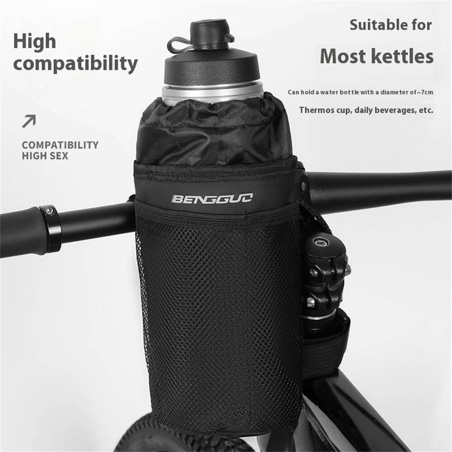 Black - BENGGUO Bike Water Bottle Bag Handlebar Hanging Thermal Insulation Ice-retaining Lightweight