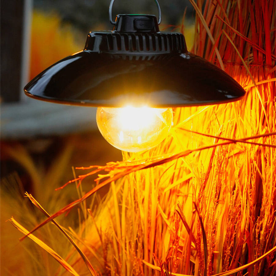 Black - IPRee Portable Solar Retro Camp Lantern Type-C Rechargeable Hanging Light Dimmable Outdoor G