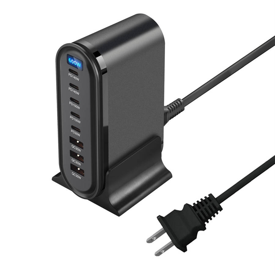 Black & US Plug - [GaN Tech] Bakeey YMX-613 600W 8-Port USB PD Charger 3USB-A+5USB-C PD QC Fast Char