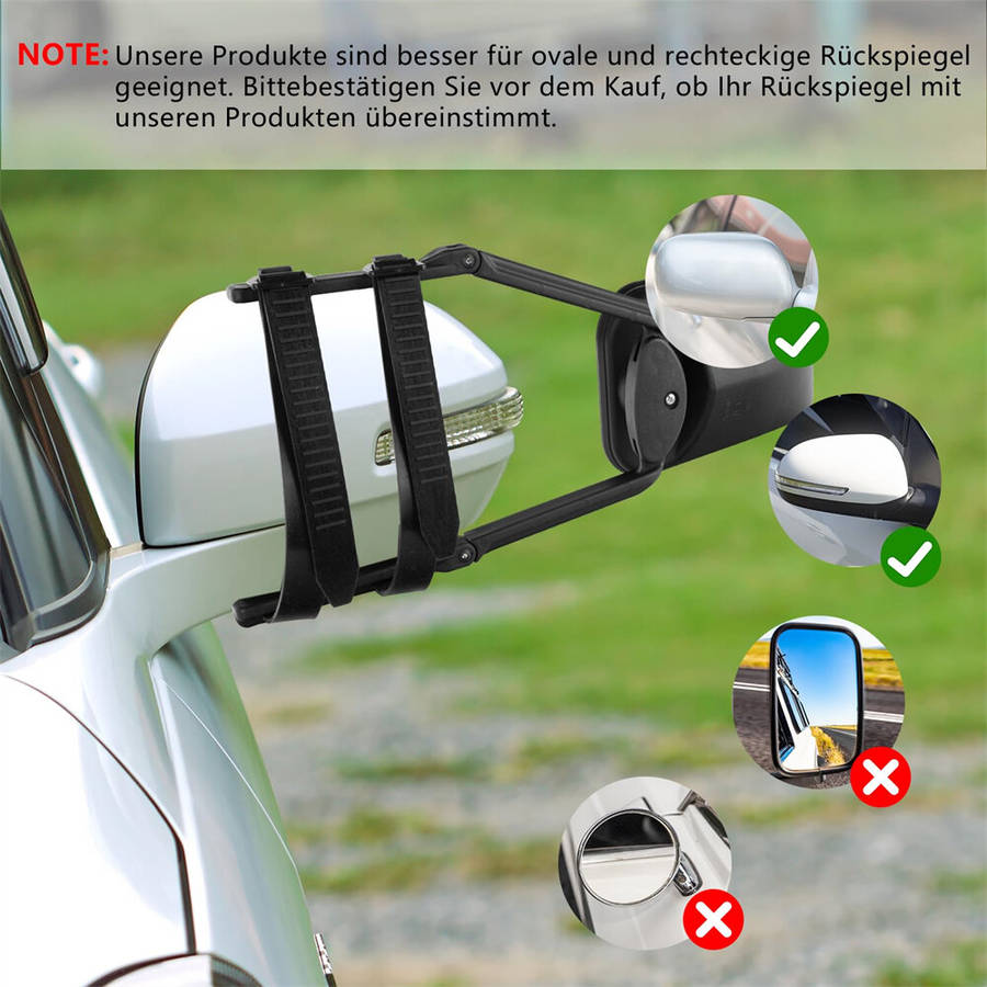 1 pair - Pair Car Extend Rear View Mirrors Adjustable Additional Exterior Mirror for All Standard Ve