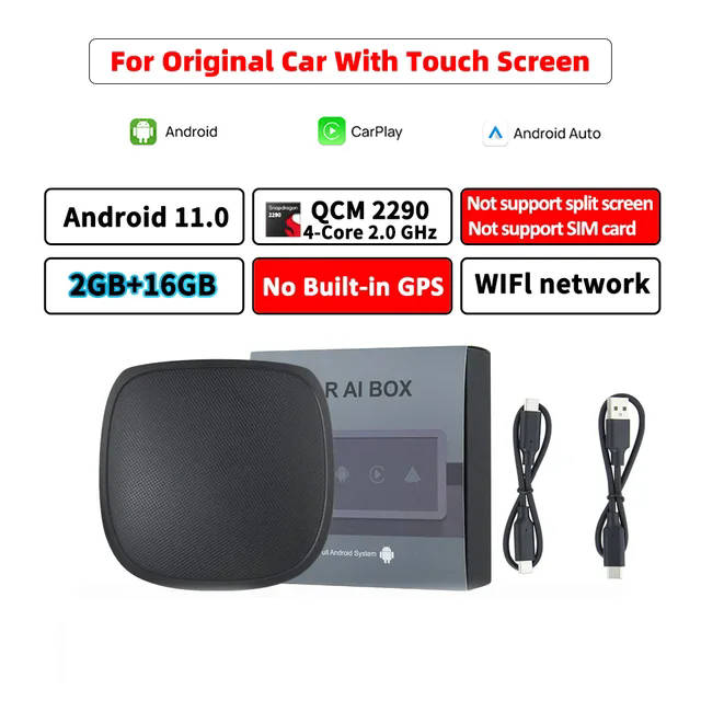 Car AI BOX CarPlay 2290 4-Core 2.0 CPU Android 11.0 Wireless CarPlay Android auto For OEM Car Built-