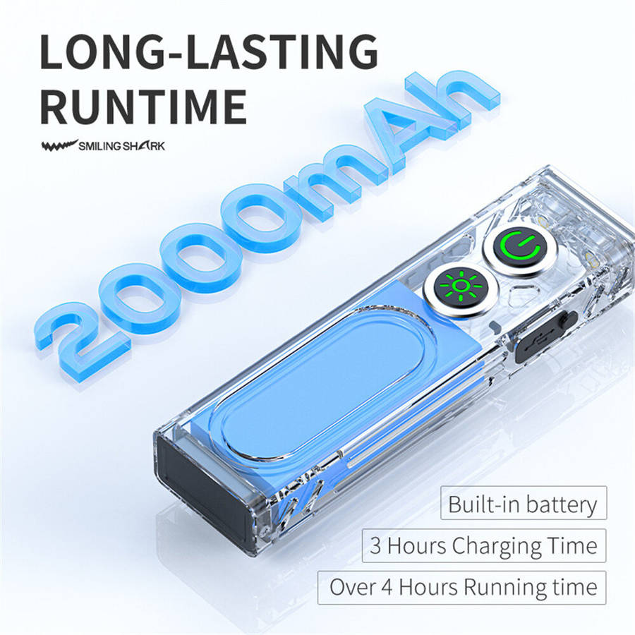 Black - SMILING SHARK Multifunctional Type-C Rechargeable Flashlight With Green Beam Light UV Light