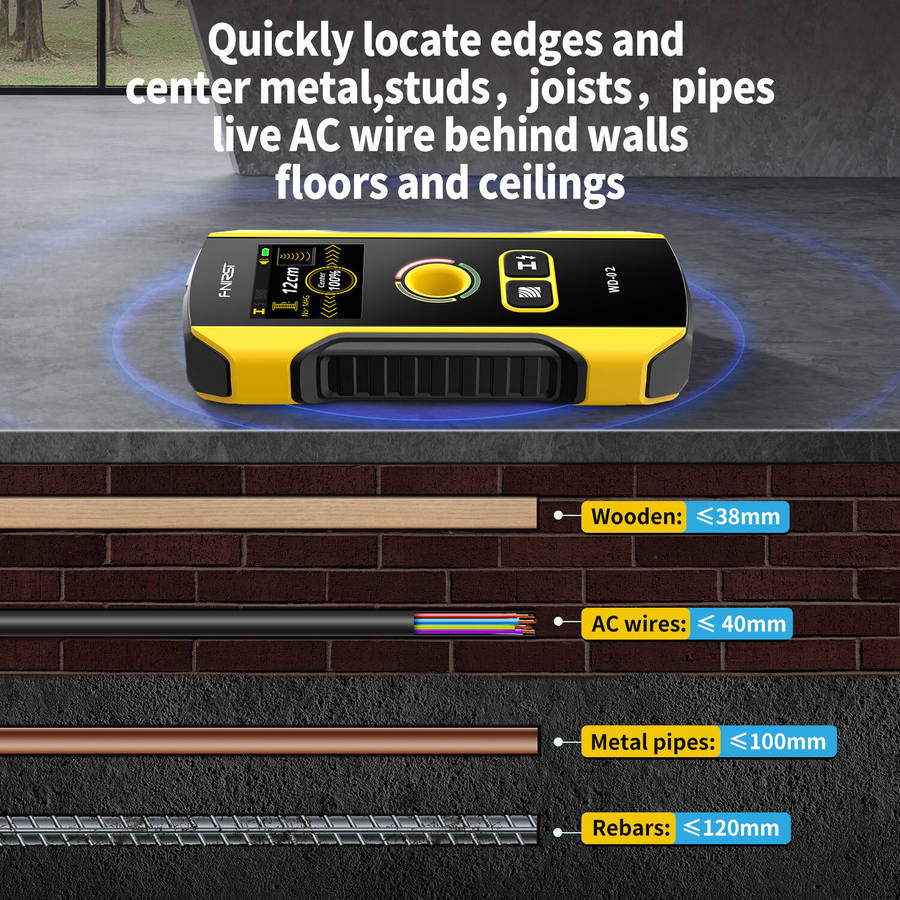 FNIRSI WD-02 Metal Detector Wall Detector Scanner Wooden AC Wires Metal Pipes Rebars Detecting Tool