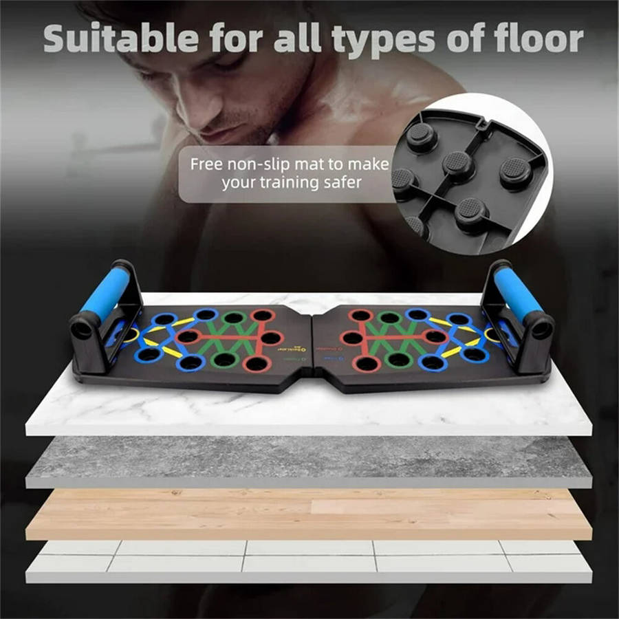 Black - Bominfit 28 in 1 Folding Push Up Board 300kg Load-bearing Sport Plank Abdominal Chest Push-U