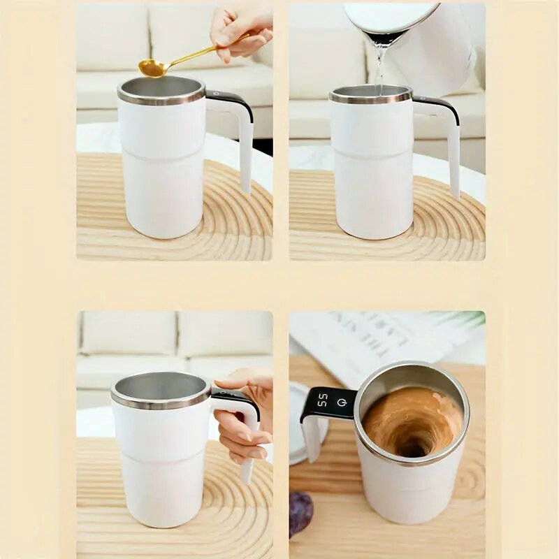 Black - IPRee Intelligent Magnetic Auto-Stirring Cup with LED Display Temperature 380ml Rechargeable