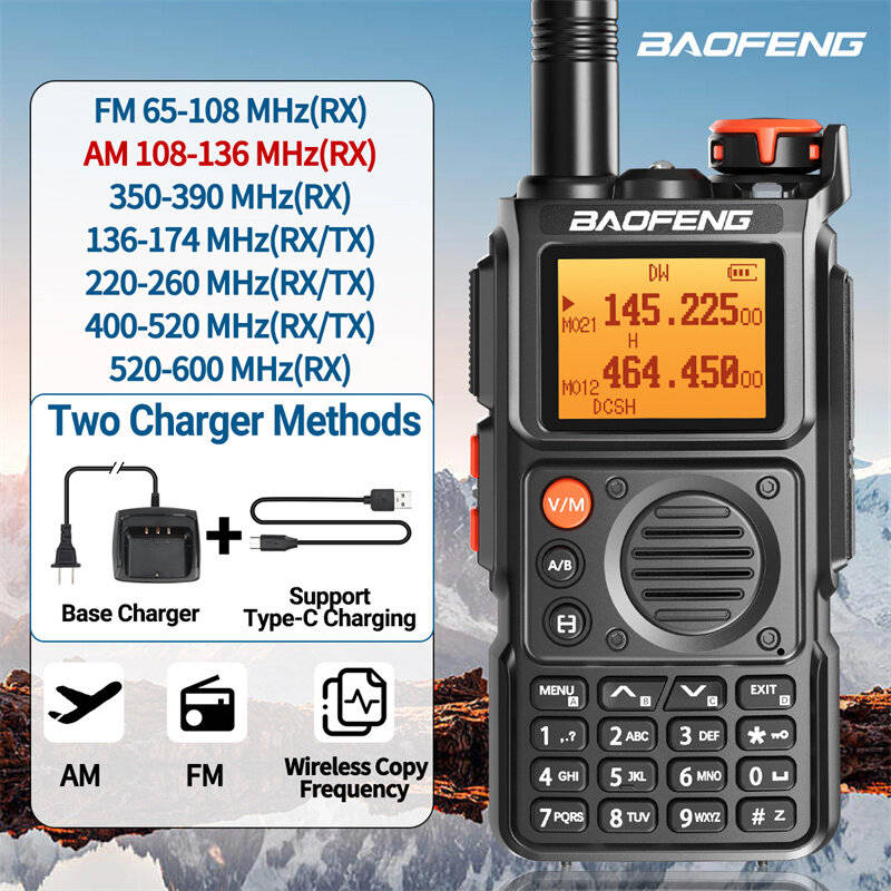 Baofeng UV-K6 Air Band Walkie Talkie Six Band 999 Channel with Earphone Wireless Copy Frequency Port