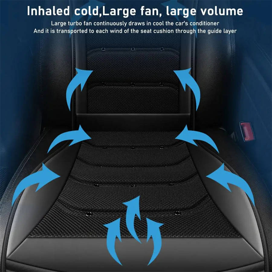 Black - Summer Ventilation Seat Cushion 20W Cooling Pad Quick Cooling Turbo Fans Honeycomb Breathabl