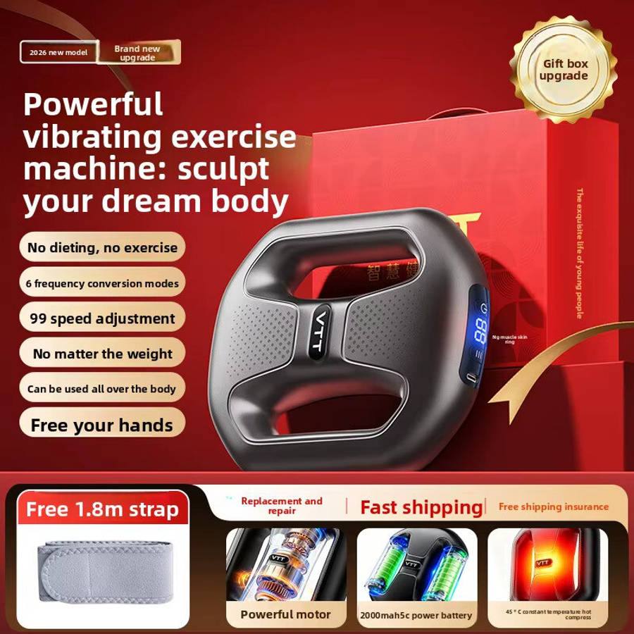 Black - VTT U9 Fascia Ring 99-Levels Speed 6 Modes Adjustable Dual-Ring Vibration Red-light Compress