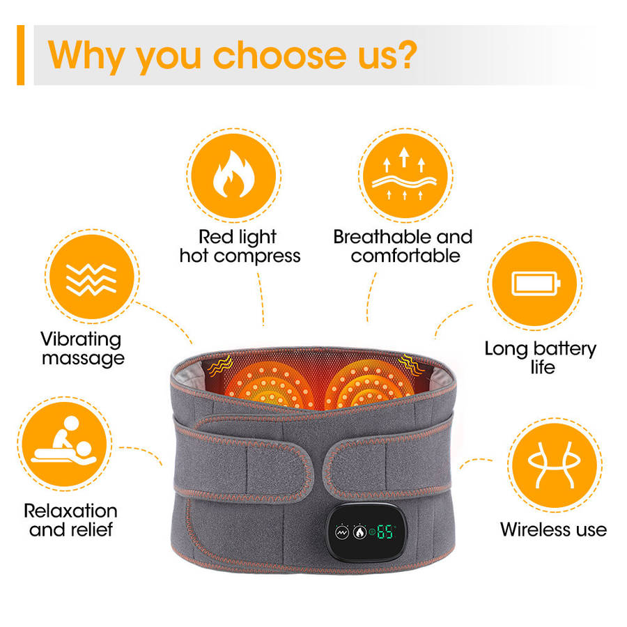 Gray - 5000mAh Hot Red Light Heating Massage Pads Intelligent 3 Temperature Adjustable Levels Electr