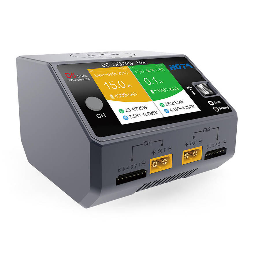 charger - HOTA D6 DC 325W*2 15A*2 Dual Channel LiPo Battery Charger With Wireless Charging for NiZn/
