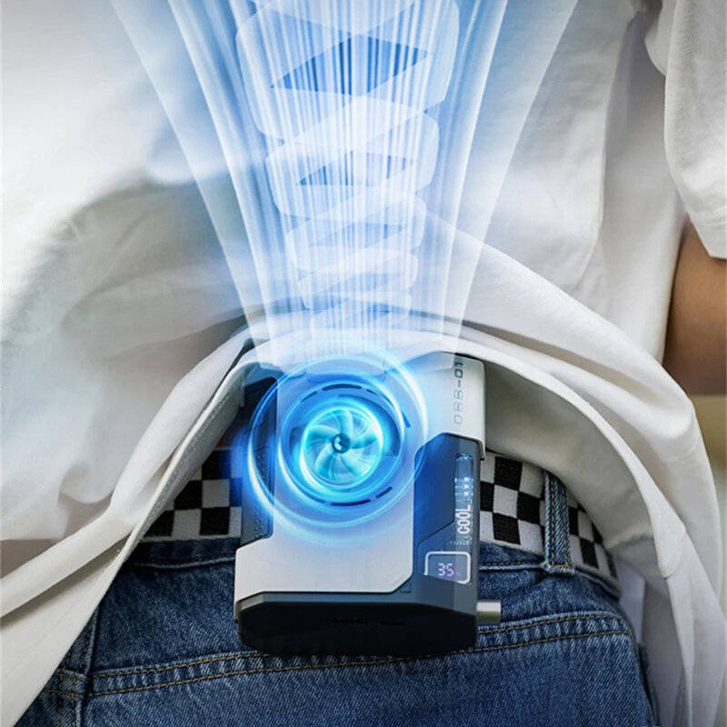 10000mAh - 10000mAh Portable Hanging Waist Fan OBB-F1 with HD LED Screen Adjustable Wind Speed Emerg