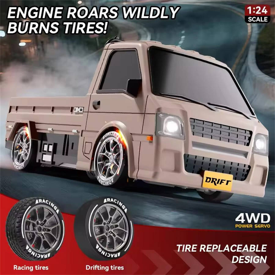 Brown - S817 RTR 1/24 2.4G 4WD MINI Drift RC Car Van Truck LED Light High Speed Simulation Desktop C