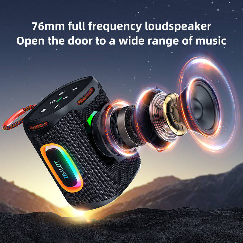 Black - ZEALOT S122 25W Portable Speaker Wireless bluetooth Speaker 76mm Large Driver HiFi Sound 600