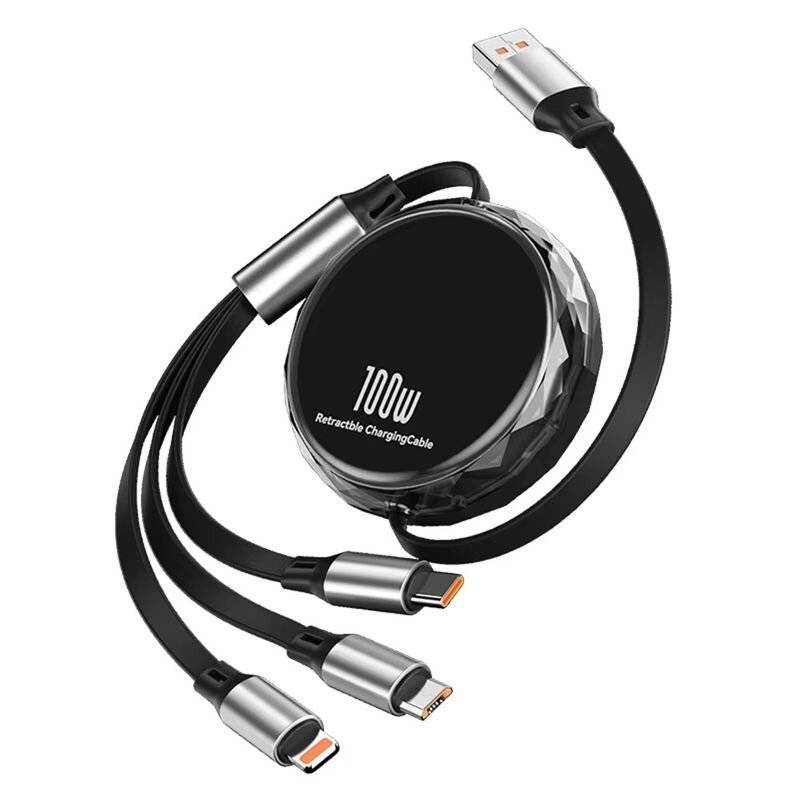 Black - Brand High-Speed Charging Cable 100W for USB C Android Type C Supports Car Use and Data Sync