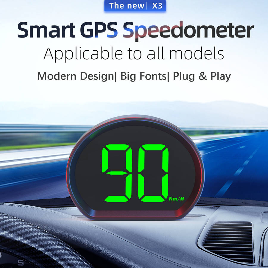 KM/H - X3 Car HUD Display Clear HD Speedometer Beidou GPS Suitable for All Vehicles Universal Satell