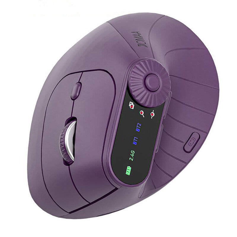 Purple - Vertical Ergonomics Wireless Mouse 2.4G/bluetooth 1000-2400DPI Type-C Rechargeable Silent M