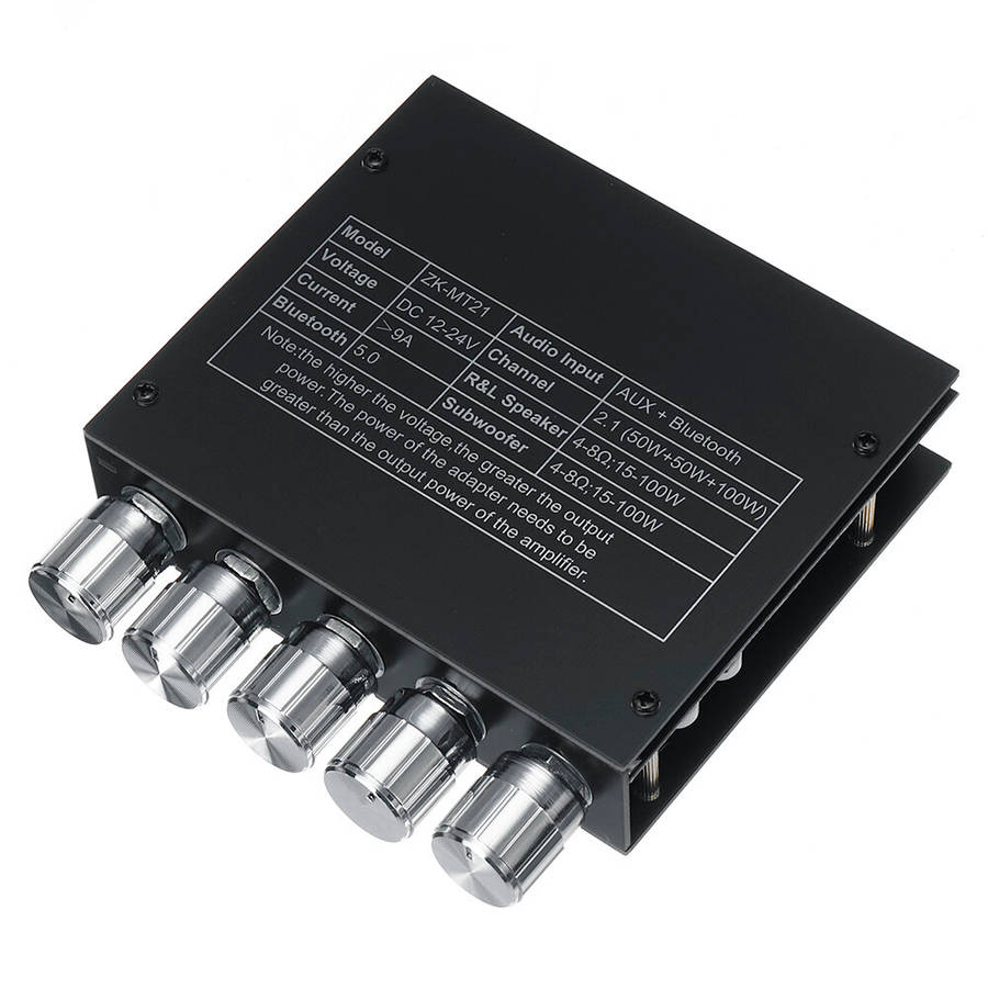 ZK-MT21 bluetooth 5.0 Subwoofer Amplifier Board 50WX2+100W 2.1 Channel Power Audio Stereo Amplifier