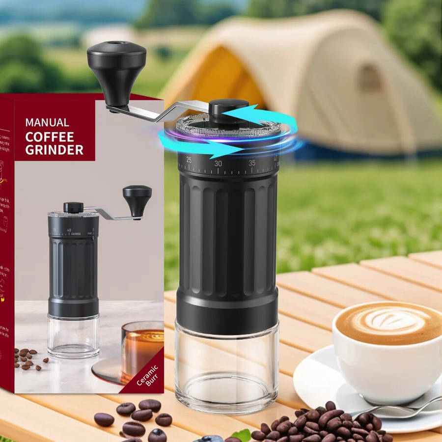 Black - Comfook Manual Coffee Grinder 40-Gear Adjustment Ceramic Grinding Core Home Coffee Utensils
