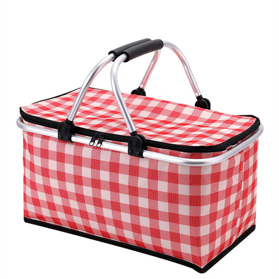 Red - IPRee Folding Basket Picnic Basket Outdoor Handheld Basket Insulation Box Household Supermarke