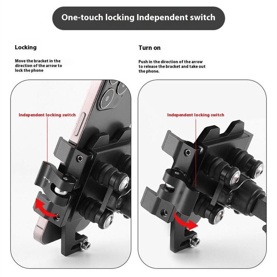 Black - BENGGUO Aluminum Alloy Bike Phone Mount Quick Release Shock-absorbing Anti-slip Universal Mo