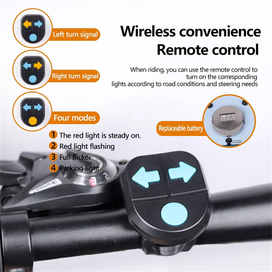 Black - BIKIGHT 2 in 1 Wireless Remote Warning Turn Bike Taillight 5 Iighting Modes 70dB Loud Bell 1