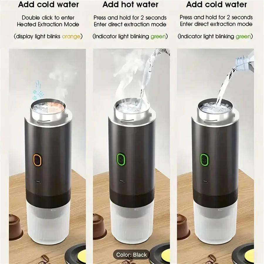 Black - IPRee Portable Wireless Electric Espresso Coffee Machine For Travel Car Home Camping Coffee