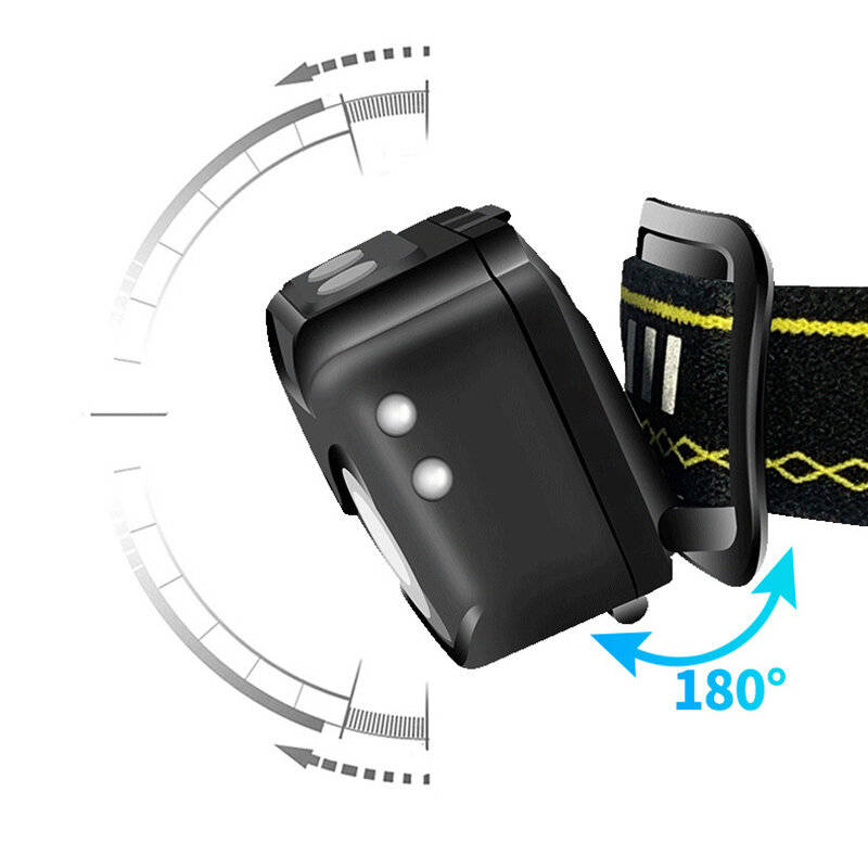 Black - Bikight XPG COB White Yellow Light LED Headlamp Body Motion Sensor 6-Mode Red Blue Flash Hea