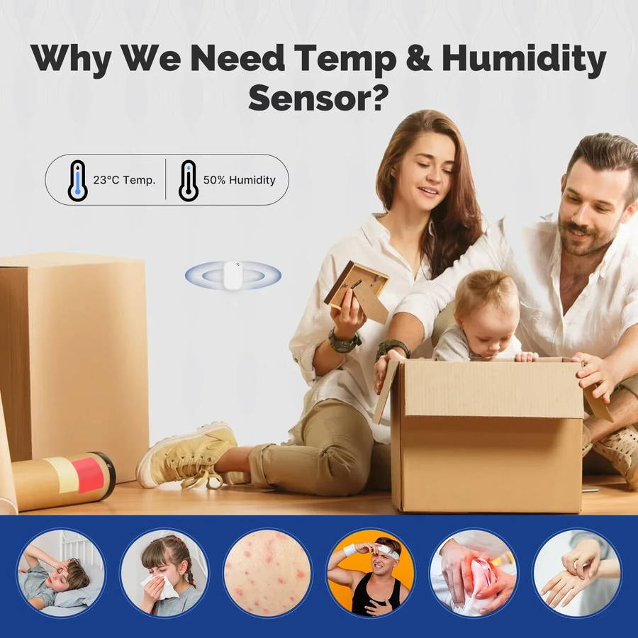 Black - MOES Tuya Zigbe Smart Temperature Humidity Sensor Indoor Hygrometer APP Monitoring Battery P