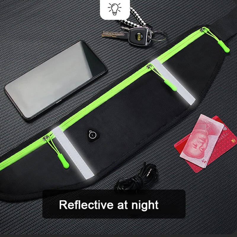 Black - Running Black Grey Waist Bag Adjustable High Capacity Lightweight Waterproof Sports Fanny Pa