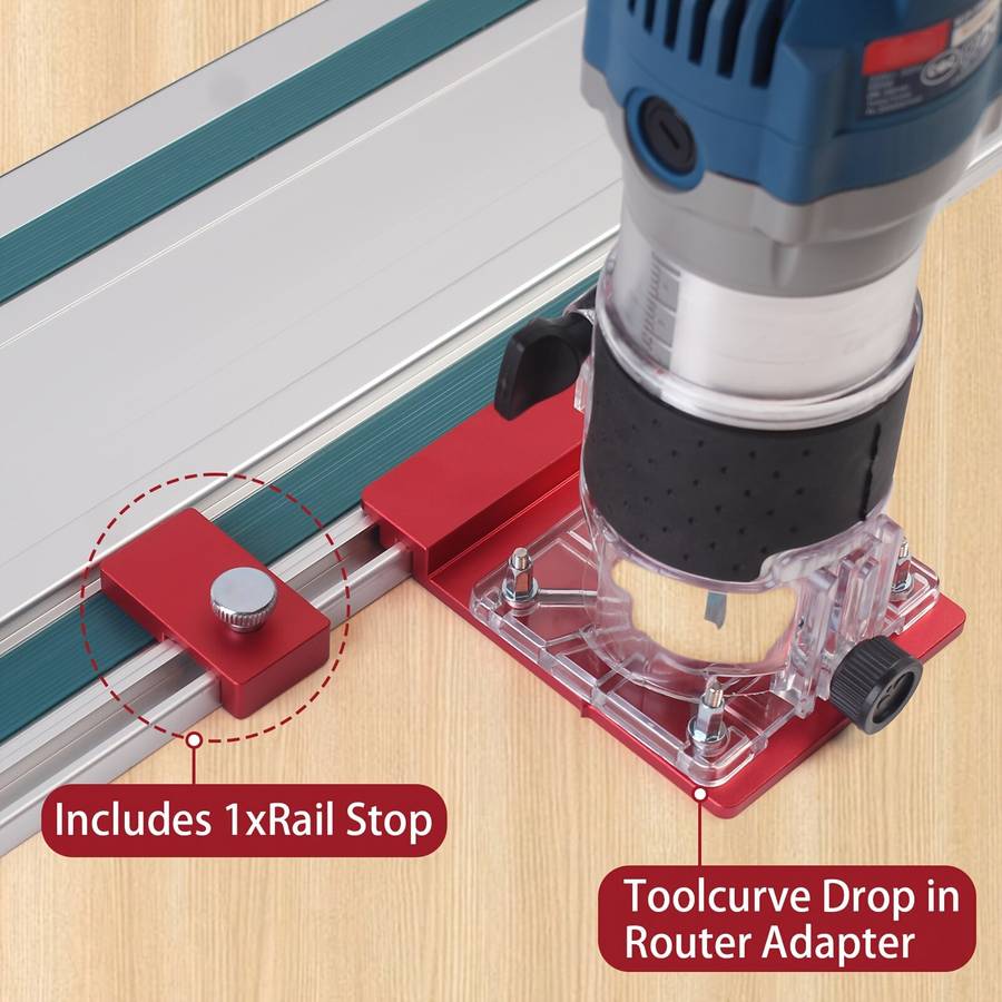 Red - Aluminum Alloy Router Guide Rail Adapter Straight Line Milling Groove Compatible With Most Rou