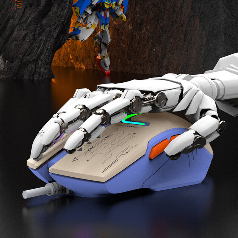 Grey - XUNFOX H6 RGB Mecha Style Wired Gaming Mouse 1200-3600DPI 6-Keys USB Wired E-sports Gamer Mic