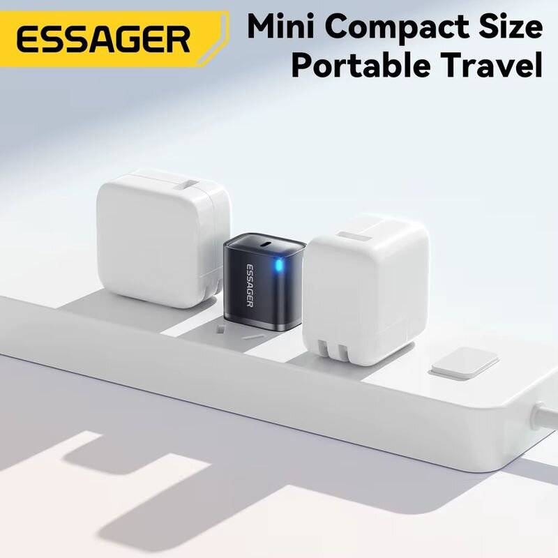 Black - ESSAGER ES-CD52 30W 1-Port USB PD Charger USB-C PD3.0 QC3.0 FCP SCP BC1.2 iP2.4A Fast Chargi