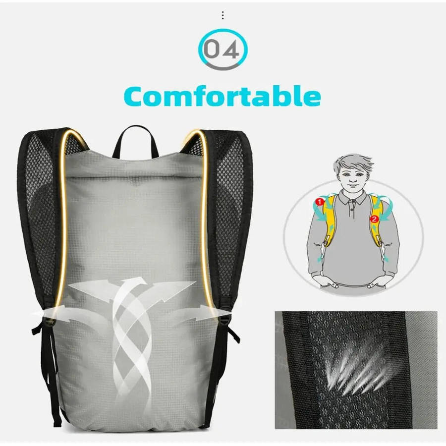 Black - IPRee Breathable Foldable Mountain Riding Backpack Waterproof Large Capacity Sports Backpack