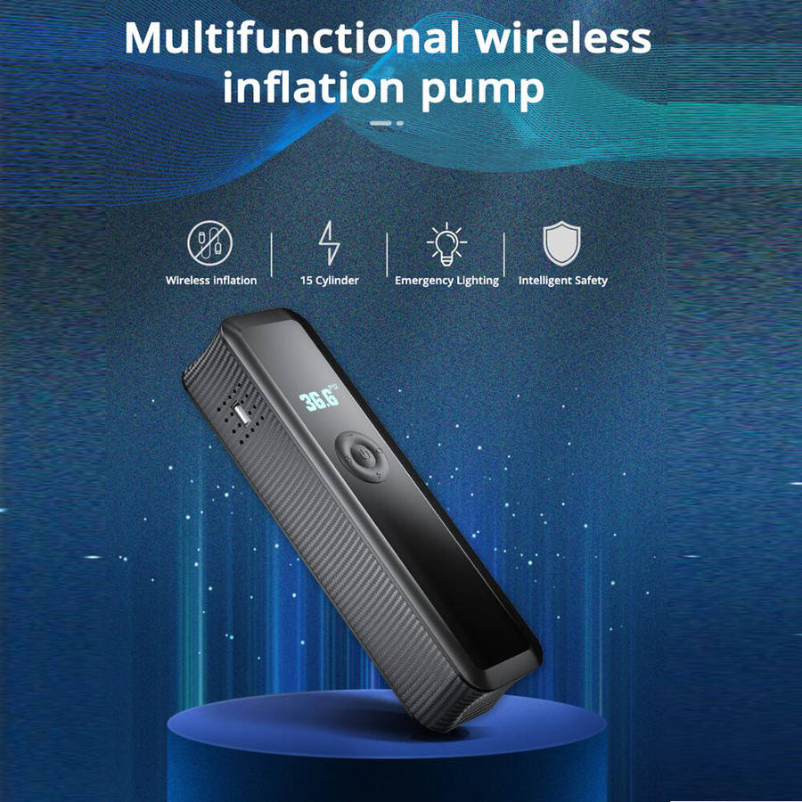 Black - 4000mAh 150PSI 15Cylinder Wireless Car Air Compressor& Power Bank Air Pump Tyre Inflator Inf