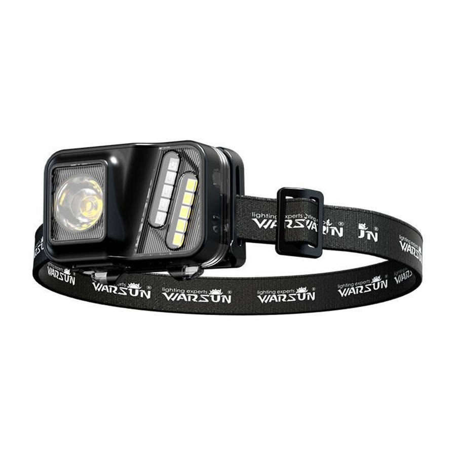 Black - WARSUN 750 Lumens Rechargeable Lightweight Headlamp with Motion Sensor Running & Helmet Ligh