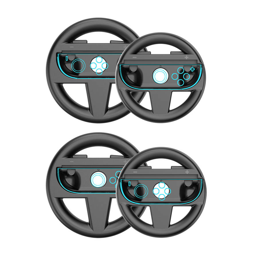 Black - JYS JYS-NS2308 4-Pack Switch2 Mario Karts Racing Steering Wheel 2 Large 2 Small Joy-Con Whee