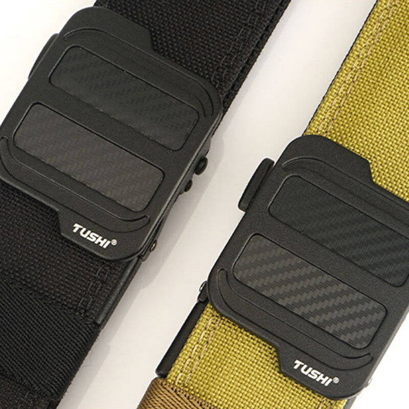 Army Green - TUSHI 120cm Length Outdoor Shooter Belt Double Layered Quick Release Nylon Waist Belt f