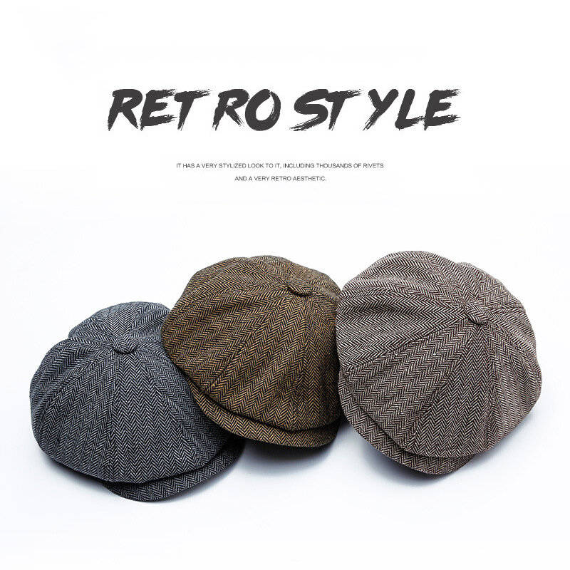 Brown - Collrown Classic Vintage Octagonal Cap Men Hat Newsboy Cap Women Casual Beret Hat Flat Peake