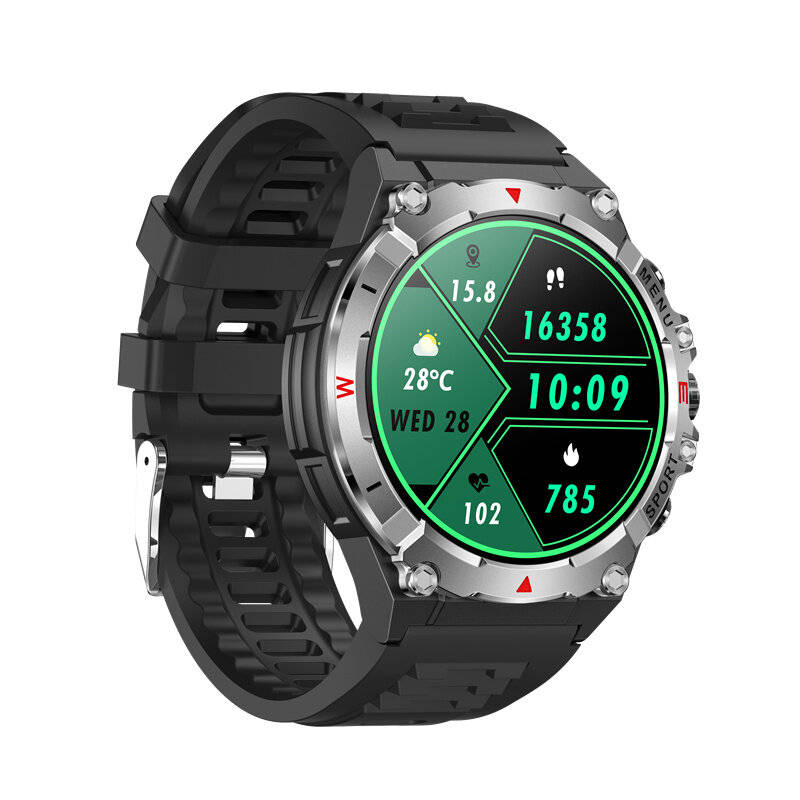 Silver - SENBONO TG02 1.43-inch AMOLED Display GPS Compass Altimeter & Barometer 500mAh Battery blue
