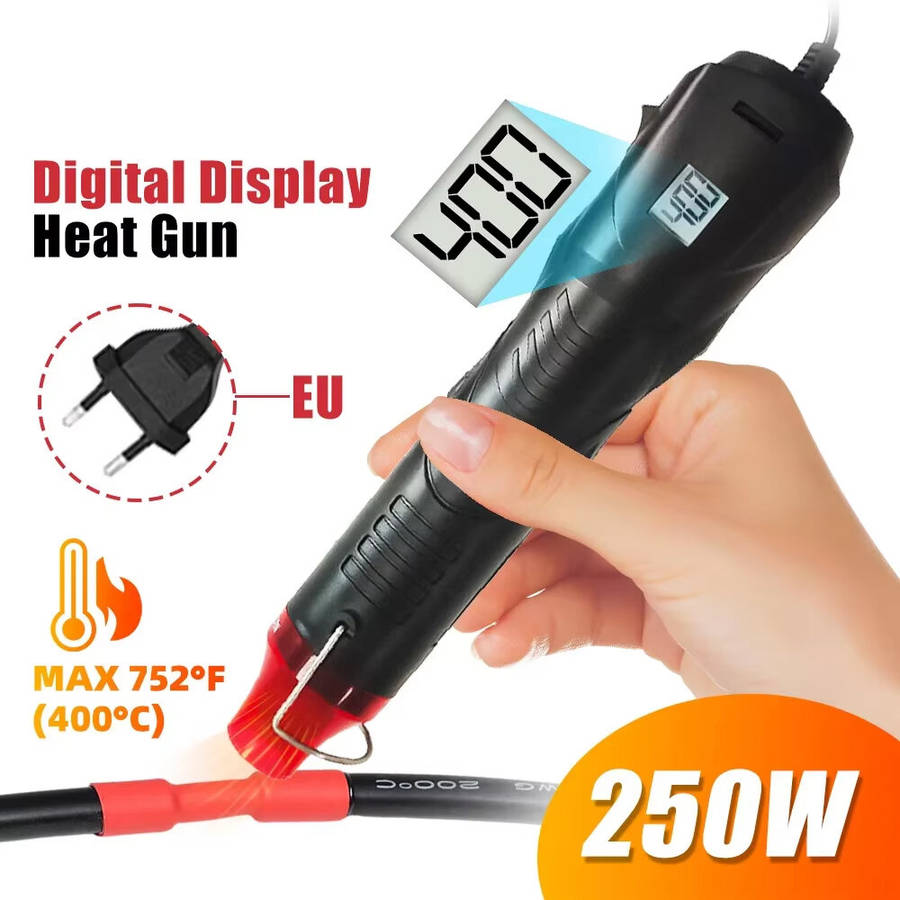 EU Plug - 220V Hot Air Gun Electric Power Temperature Blower 250W with Display DIY Craft Embossing S