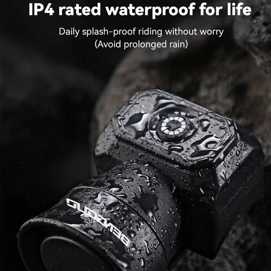 Black - BENGGUO Bicycle Horn 120dB High Sound Bike Bell Horn 5 Light Modes 200mAh Type-C Waterproof